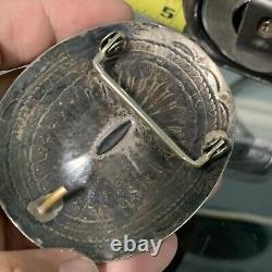 Boucle de ceinture concho en argent sterling martelé des Amérindiens Navajo du Sud-Ouest