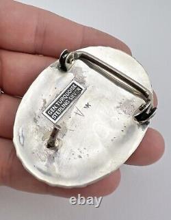 Boucle de ceinture en argent sterling 3D estampée à plume et feuille de fleur Navajo Vtg 2.5