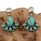 Boucles D'oreilles En Cluster Turquoise Argent Sterling Dangles Old Pawn Style Yazzie