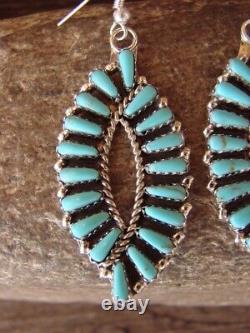 Boucles D'oreilles En Cluster Turquoise En Argent Sterling Navajo! Benally