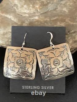 Boucles D'oreilles Manufacturées En Argent Sterling Stamped Navajo 1192