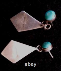 Boucles D'oreilles Native American Sterling Silver Navajo Inlaystyle