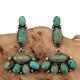 Boucles D'oreilles Navajo Turquoise Sterling Silver Green Dangles Old Pawn Style