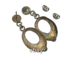 Boucles d'oreilles Navajo en argent 925 avec turquoise naturelle, artiste amérindien C80s