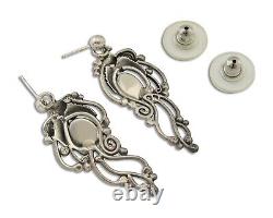 Boucles d'oreilles Navajo en argent 925 avec turquoise naturelle, artiste amérindien C80s