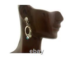 Boucles d'oreilles Navajo en argent 925 avec turquoise naturelle, artiste amérindien C80s