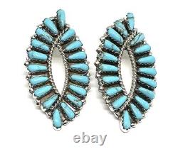 Boucles d'oreilles à clous en argent sterling amérindien Navajo avec grappe de turquoise