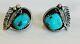 Boucles D'oreilles à Clous En Argent, Turquoise Et Style Amérindien Navajo Vintage, Y & R Charley