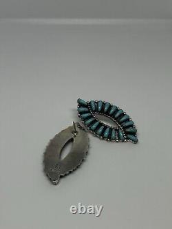 Boucles d'oreilles clou en argent sterling faites à la main par des Amérindiens Navajo avec turquoise de Kingman