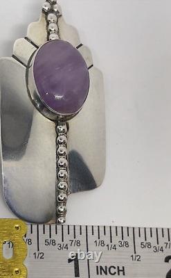 Boucles d'oreilles déclaratives NAVAJO en argent sterling avec charoïte de Michael Nez, Amérindien