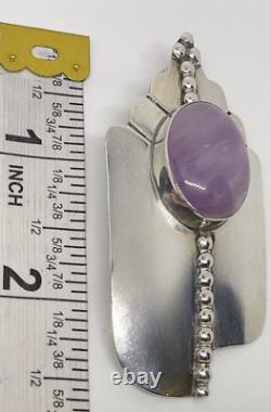 Boucles d'oreilles déclaratives NAVAJO en argent sterling avec charoïte de Michael Nez, Amérindien