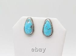 Boucles d'oreilles en argent sterling et turquoise faites à la main par des Amérindiens Navajos