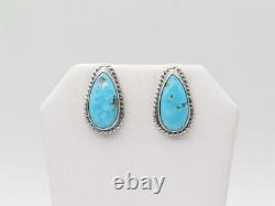 Boucles d'oreilles en argent sterling et turquoise faites à la main par des Amérindiens Navajos