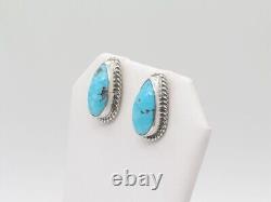 Boucles d'oreilles en argent sterling et turquoise faites à la main par des Amérindiens Navajos