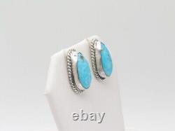 Boucles d'oreilles en argent sterling et turquoise faites à la main par des Amérindiens Navajos