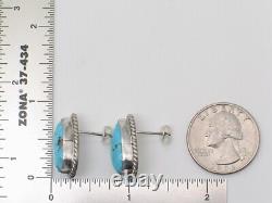 Boucles d'oreilles en argent sterling et turquoise faites à la main par des Amérindiens Navajos