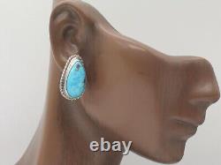Boucles d'oreilles en argent sterling et turquoise faites à la main par des Amérindiens Navajos