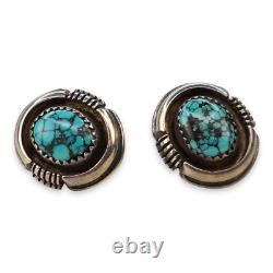 Boucles d'oreilles en argent sterling turquoise Navajo Rosie Jacque Amérindienne