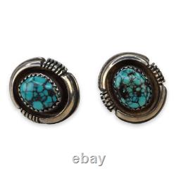 Boucles d'oreilles en argent sterling turquoise Navajo Rosie Jacque Amérindienne
