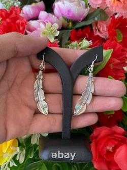 Boucles d'oreilles en argent sterling turquoise Navajo amérindien