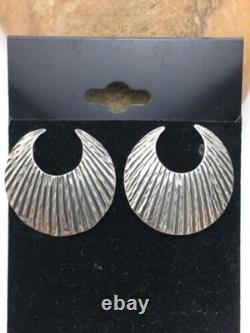 Boucles d'oreilles en croissant Navajo amérindien en argent sterling 1 4487
