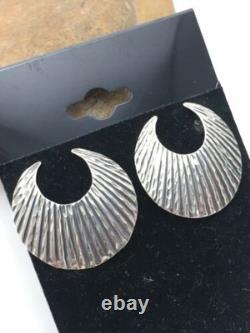 Boucles d'oreilles en croissant Navajo amérindien en argent sterling 1 4487