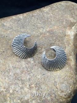 Boucles d'oreilles en croissant Navajo amérindien en argent sterling 1 4487