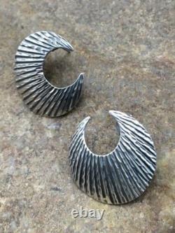 Boucles d'oreilles en croissant Navajo amérindien en argent sterling 1 4487
