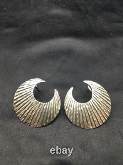 Boucles d'oreilles en croissant Navajo amérindien en argent sterling 1 4487
