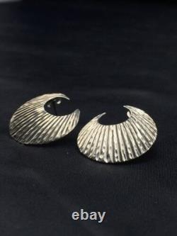 Boucles d'oreilles en croissant Navajo amérindien en argent sterling 1 4487