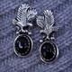 Boucles D&rsquo;oreilles Faites &agrave; La Main En Argent Sterling Navajo Am&eacute;rindien, Puces Aigle En Argent 925 Avec Onyx
