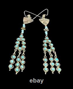 Boucles d'oreilles modernes en argent sterling et turquoise de style ethnique amérindien navajo