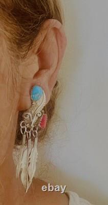 Boucles d'oreilles navajo vintage amérindiennes
