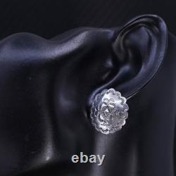 Boucles d'oreilles ovales en argent sterling 925 Navajo Sanel L. Amérindien