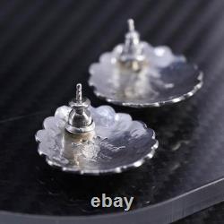 Boucles d'oreilles ovales en argent sterling 925 Navajo Sanel L. Amérindien