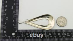 Boucles d'oreilles pendantes Navajo en argent 925, estampées à la main, artiste amérindien, années 80
