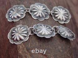 Boucles d'oreilles pendantes à clou en argent sterling concho amérindien Begay