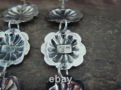 Boucles d'oreilles pendantes à clou en argent sterling concho amérindien Begay