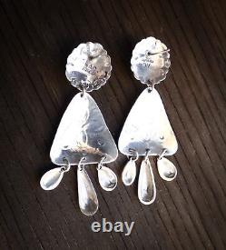Boucles d'oreilles pendantes en argent sterling 925 onyx Navajo amérindien