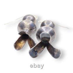 Boucles d'oreilles pendantes en argent sterling Navajo amérindien du Sud-Ouest avec fleurs de courgette
