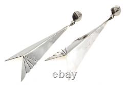 Boucles d'oreilles pendantes en argent sterling triangle navajo amérindien
