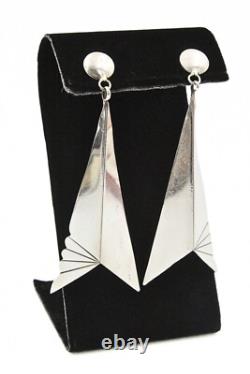 Boucles d'oreilles pendantes en argent sterling triangle navajo amérindien