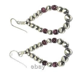 Boucles d'oreilles pendantes en perles épineuses violettes naturelles faites à la main par des Amérindiens Navajo