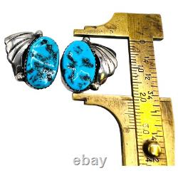 Boucles d'oreilles puces en argent sterling 925 NAVAJO amérindien turquoise