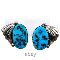 Boucles d'oreilles puces en argent sterling 925 NAVAJO amérindien turquoise