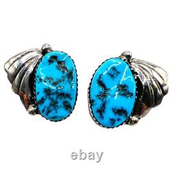 Boucles d'oreilles puces en argent sterling 925 NAVAJO amérindien turquoise