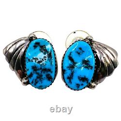 Boucles d'oreilles puces en argent sterling 925 NAVAJO amérindien turquoise