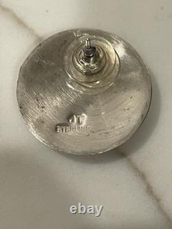 Boucles d’oreilles vintage en argent sterling Navajo signées par l’artiste J. T., amérindiennes
