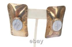Boucles d'oreilles vintage en argent sterling agate amérindiennes Navajo signées AT