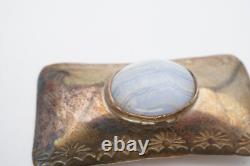 Boucles d'oreilles vintage en argent sterling agate amérindiennes Navajo signées AT